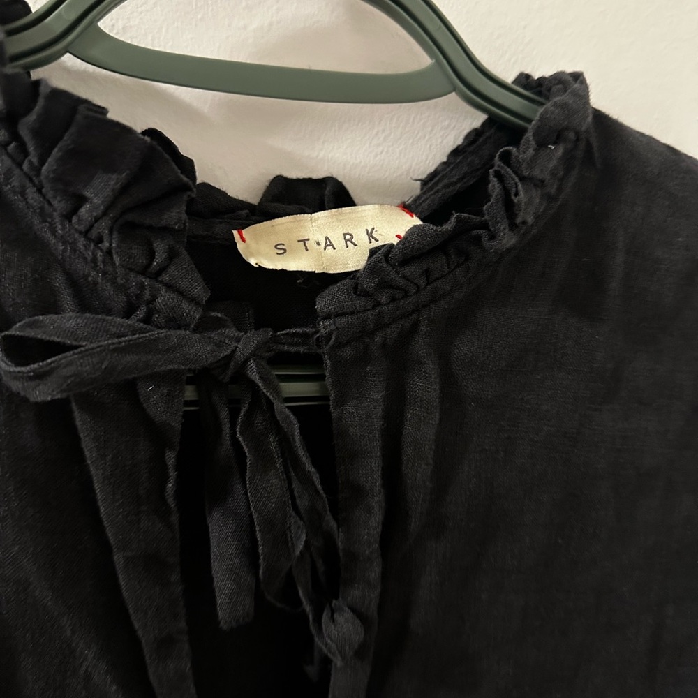 STARK Black Mini Dress with Ruffle Neck